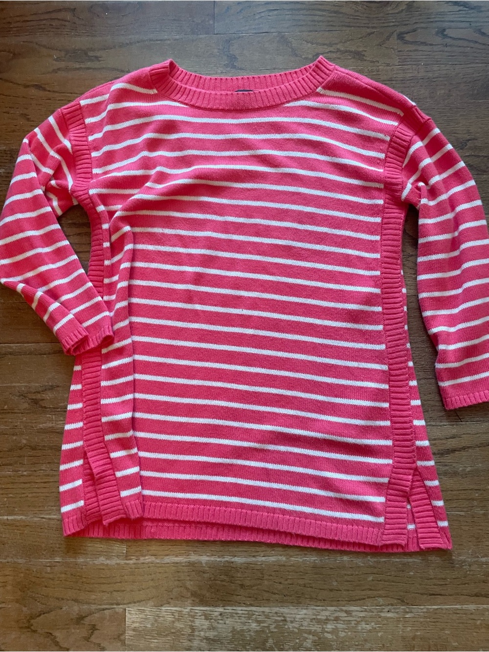 Talbots Pink and White Striped Crewneck Sweater
